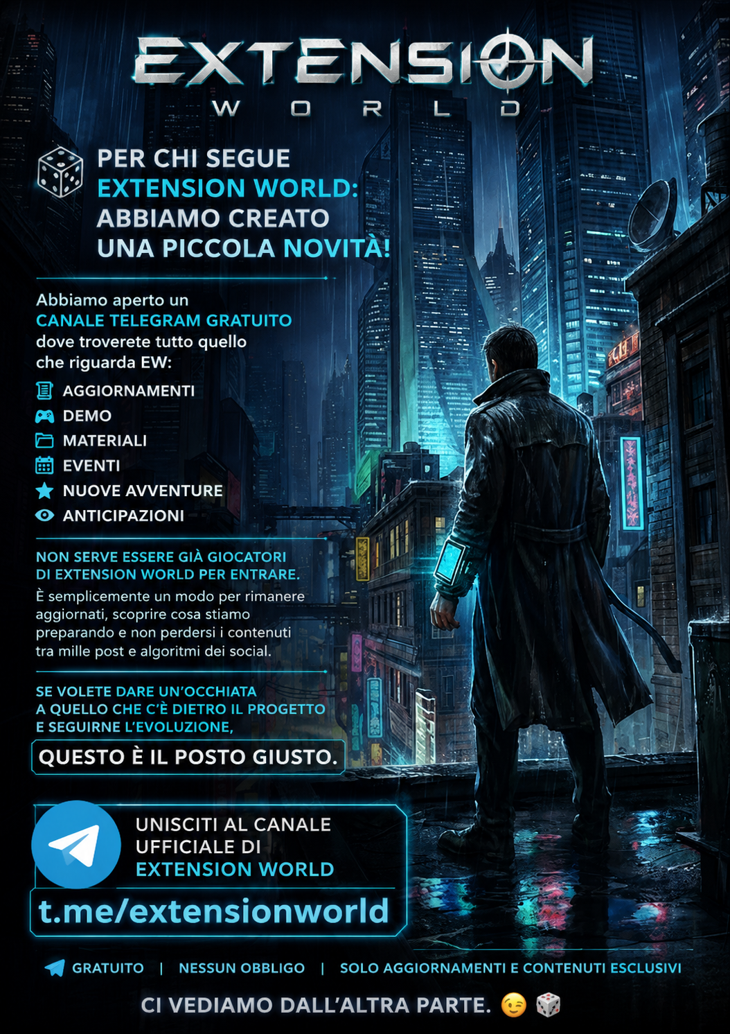 Locandina del canale Telegram ufficiale di Extension World